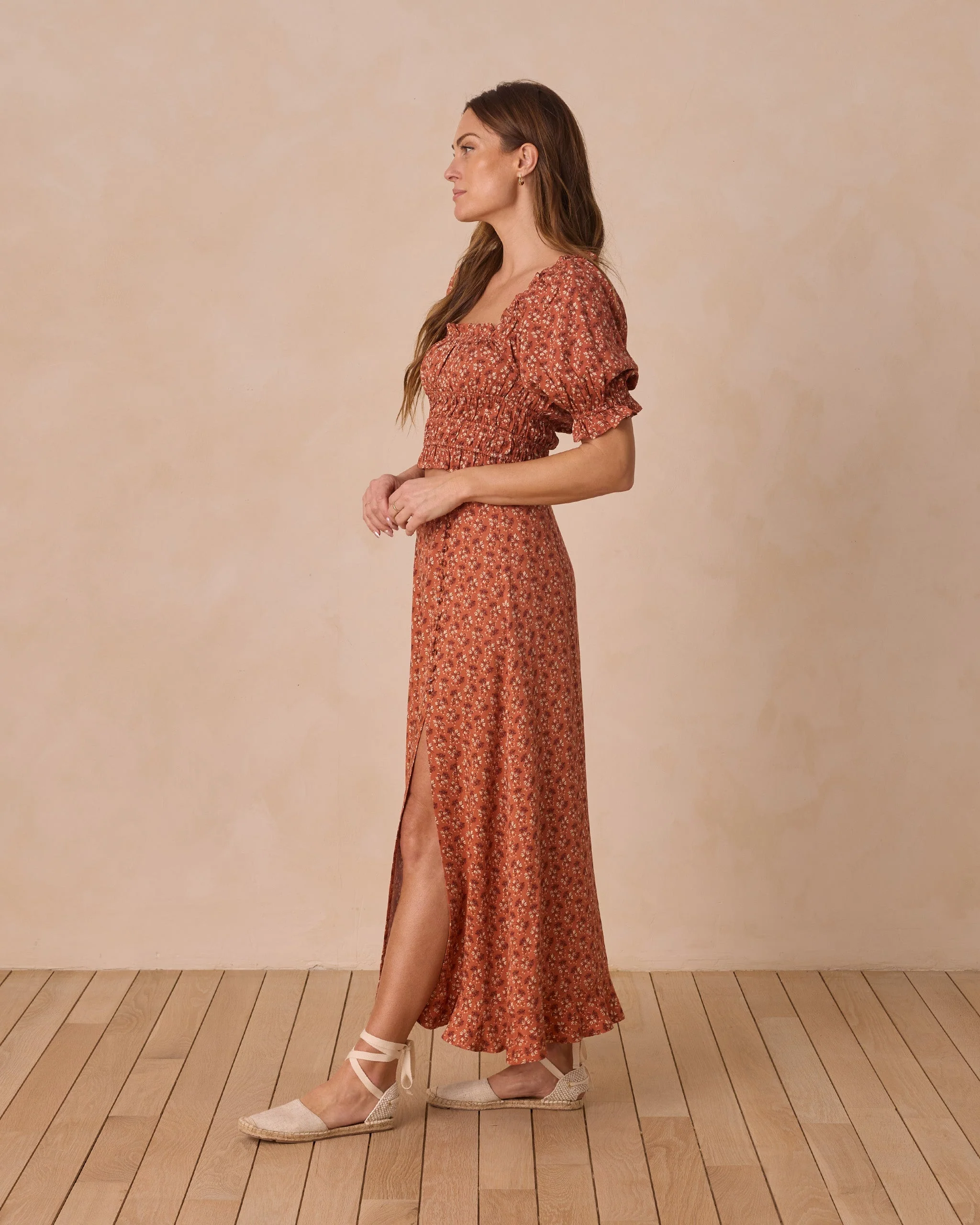 Button Slit Skirt || Red Floral - Image 4