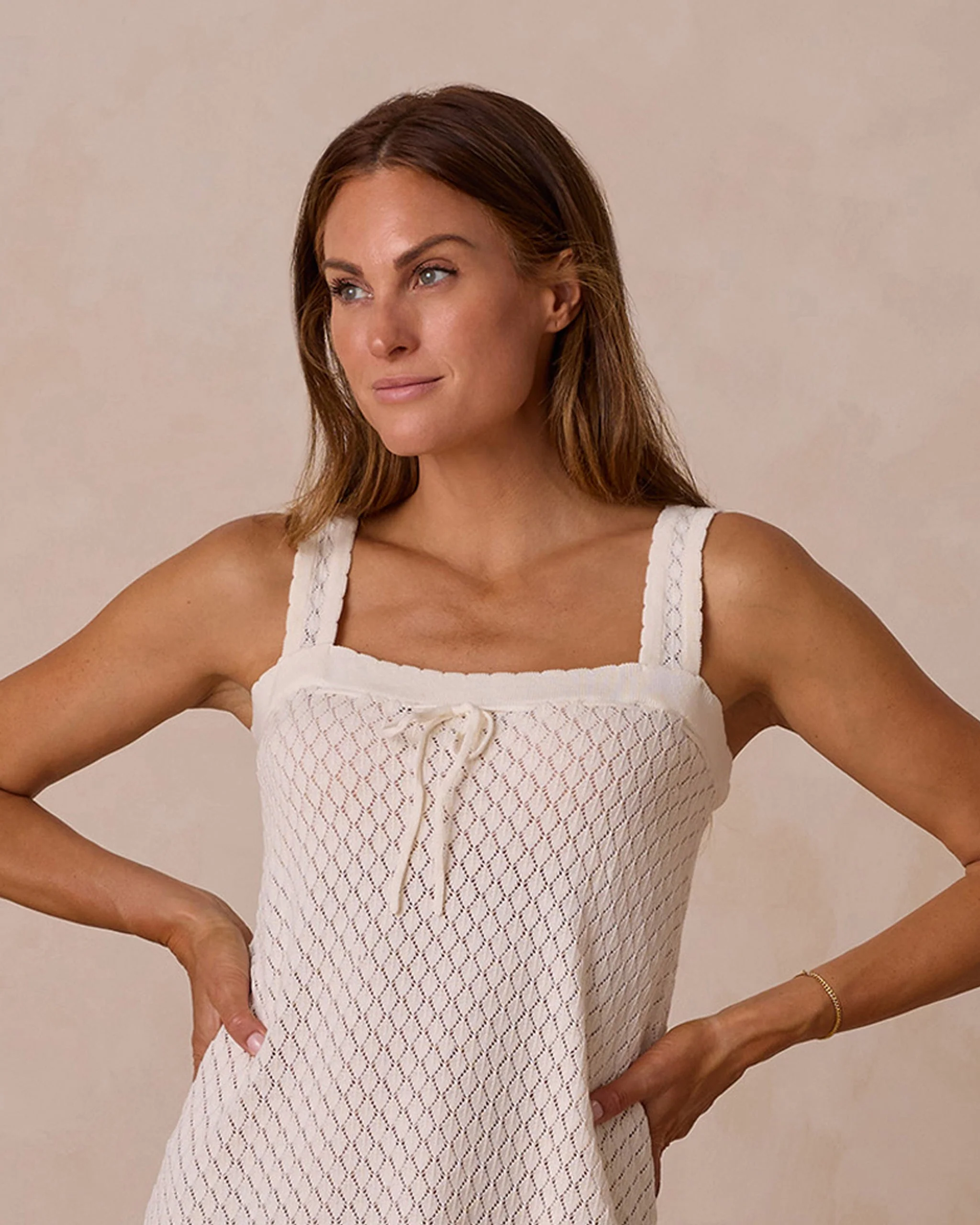 Crochet Tank Mini Dress || Ivory - Image 3