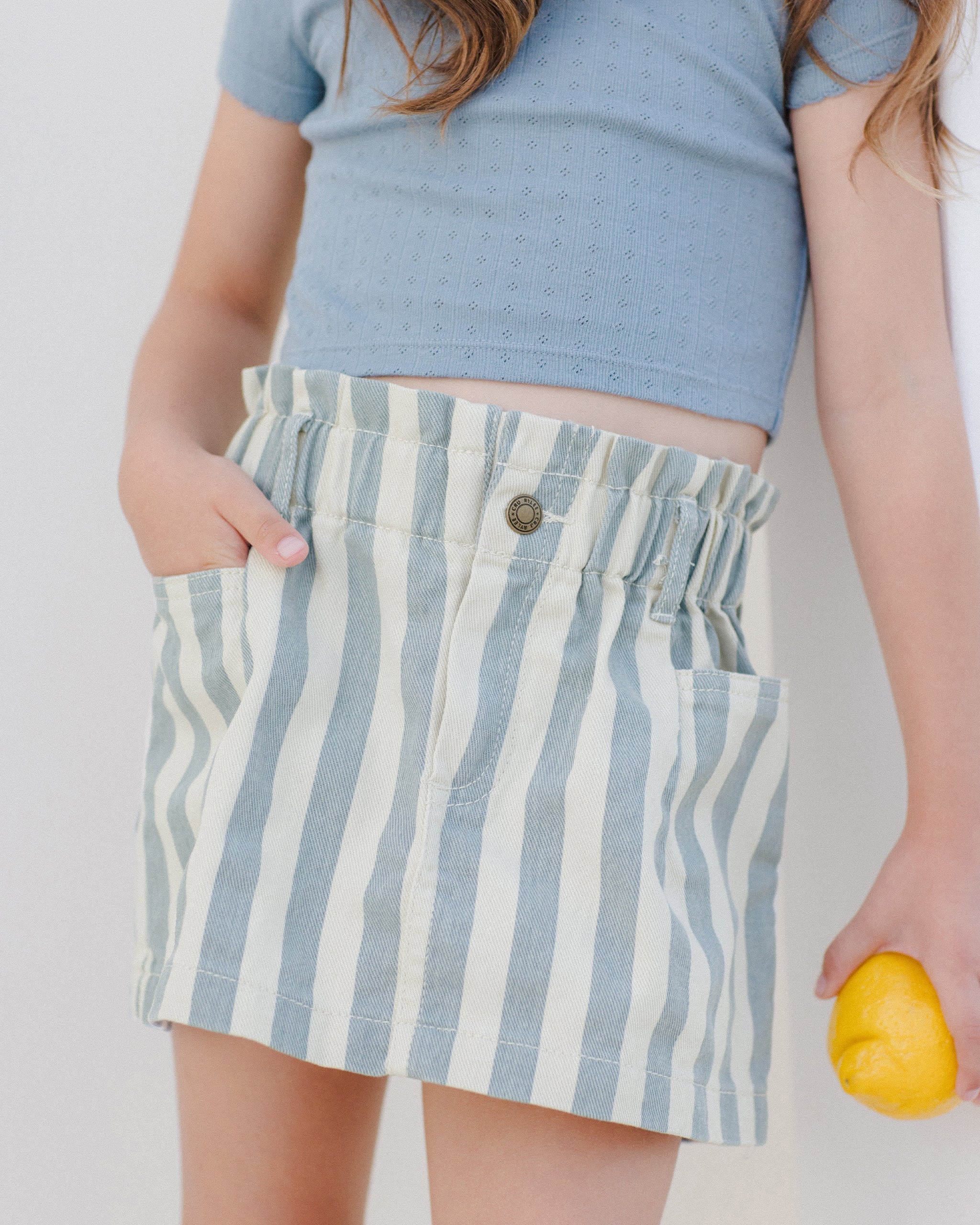 Denim Mini Skirt || Ocean Stripe - Image 3