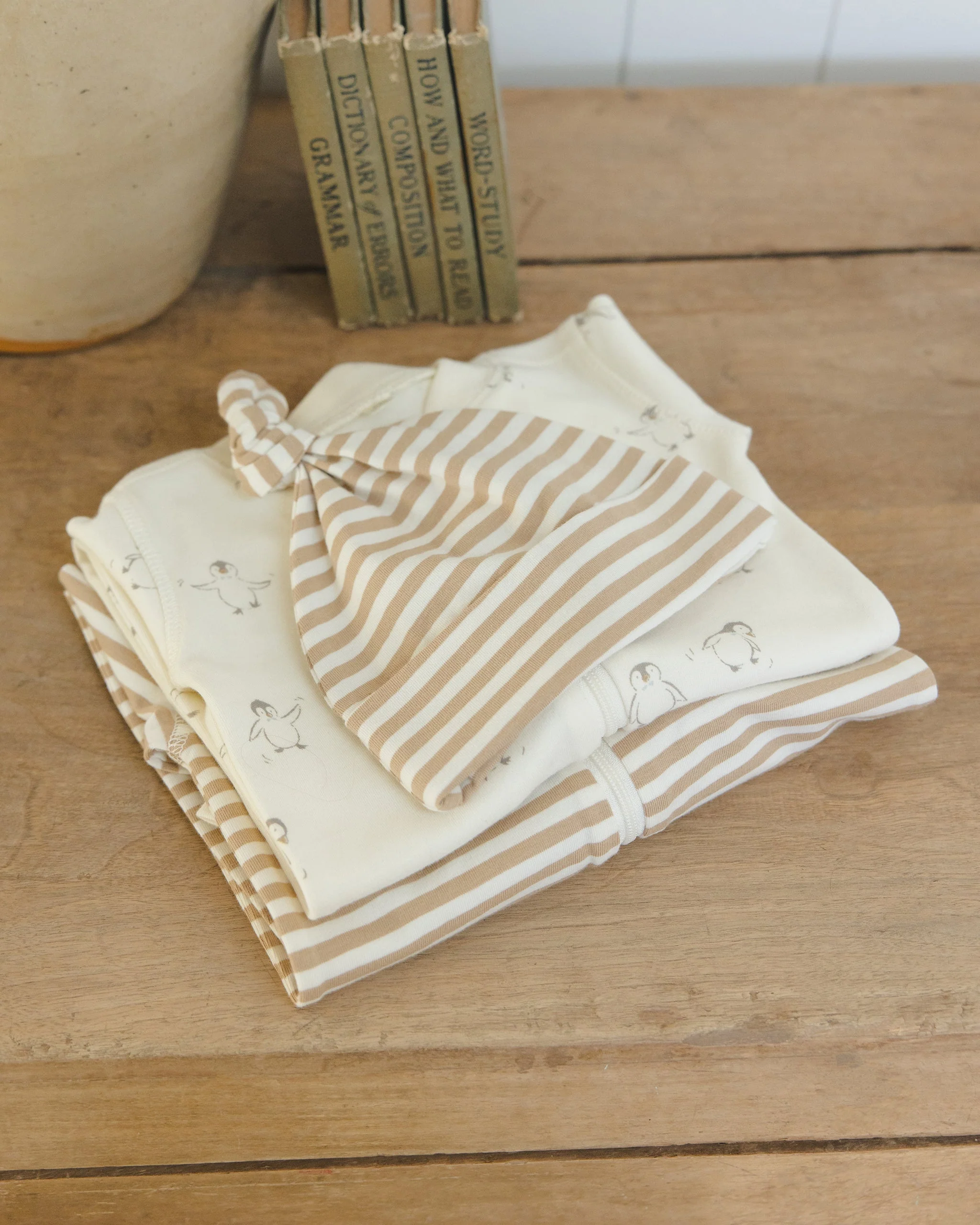 Knotted Baby Hat || Gold Stripe - Image 3