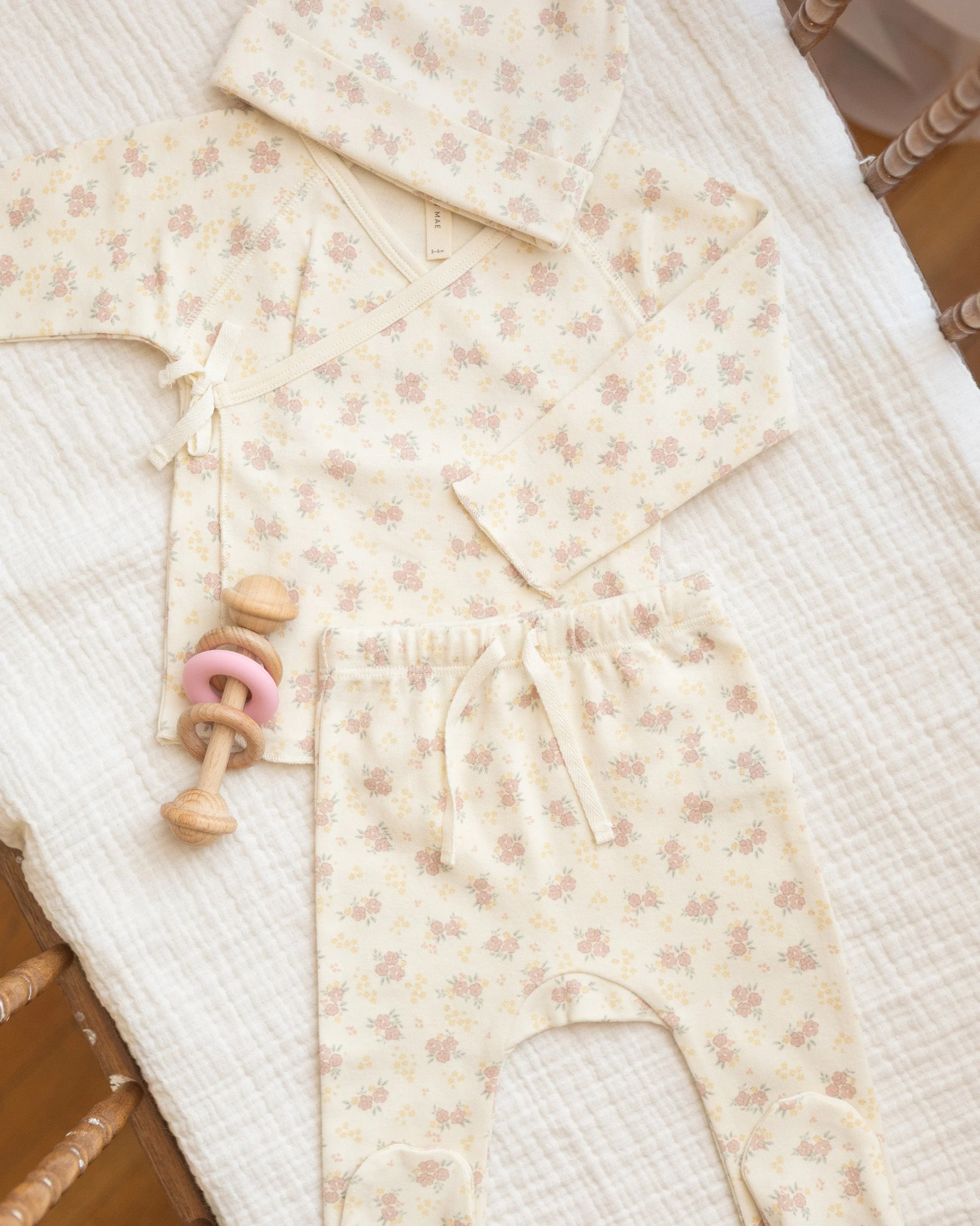 Wrap Top + Footed Pant Set Flower Field - Image 3