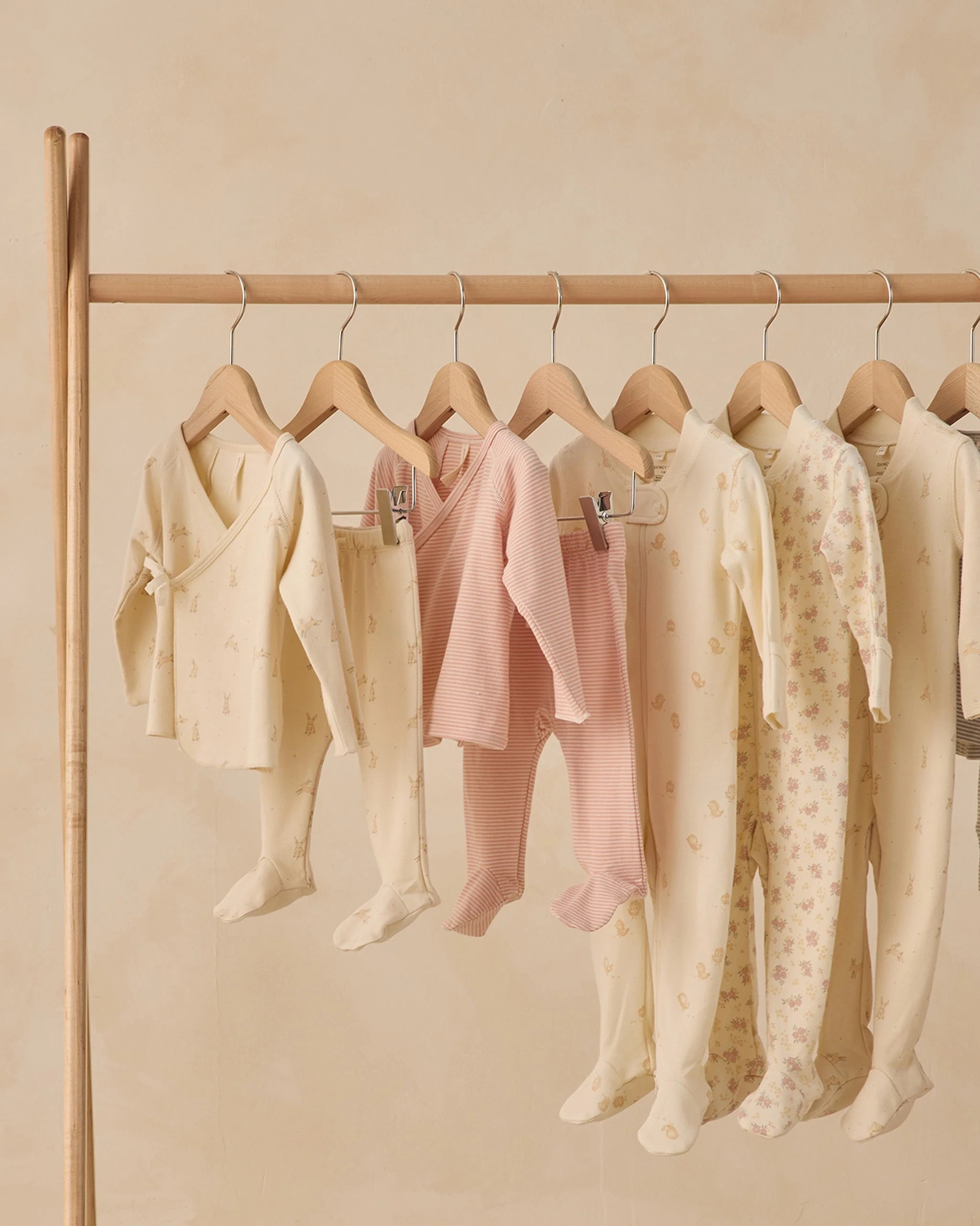 Wrap Top + Footed Pant Set Melon Micro Stripe - Image 5