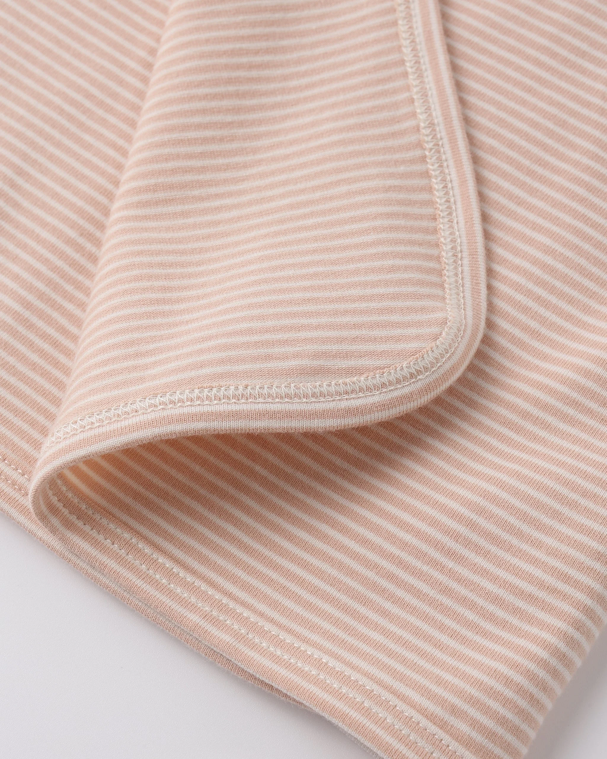 Wrap Top + Footed Pant Set Melon Micro Stripe - Image 8